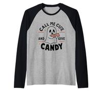 Appelle-Moi Mignonne et Donne des Bonbons pour Halloween Manche Raglan