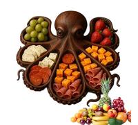 Appetizer Platter - Charcuterie Food Snack Tray, Nautical Octopus Serving Board, Covered Cheese Meat Fruit Plate, Kitchen Entertaining Equipment for Lunch, Breakfast and Camping, 24x24cm
