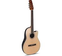 Applause Guitare Classique Nylon Électro-Acoustique - Traditionnelle AB24C Mid Cutaway Nylon - Corps Roundback Lyrachord profondeur moyenne - Table en Épicéa - Naturel Satiné - AB24CS-4S