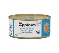 Applaws 100% Alimentation humide naturelle pour chat Thon avec fromage en bouillon - 24 x 70g boîtes