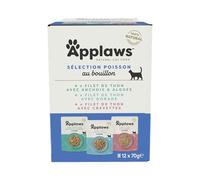 Applaws 100% Aliments humides naturels pour chats, Pultipack Fish Selection in Broth pour chats adultes - 12 pochons de 70 g