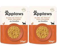 Applaws 100% Natural Aliment Humide pour Chats Adultes Poitrine de Poulet et Potiron au Bouillon - 12 pochons de 70 g (Lot de 2)