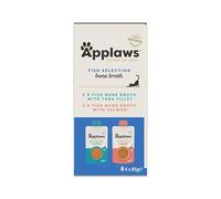 Applaws 100% Natural Wet Cat Food Topper - Fish Bone Broth Soup Selection, 4 x 85g Spout Pouches