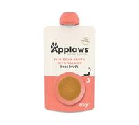 Applaws 100% Natural Wet Cat Food Topper - Fish Bone Broth with Salmon, 12 x 85g Spout Pouches