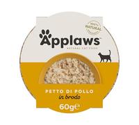 Applaws 100% nourriture humide naturelle pour chats adultes, blanc de poulet avec riz en bouillon - 10 pots de 60g