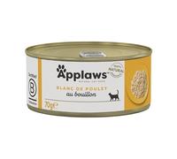 Applaws 100% Naturel Nourriture humide aux morceaux de blanc de poulet pour chats adultes en bouillon - 24 boîtes de 70g