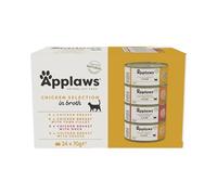 Applaws Boîtes de Nourriture Humide Naturelle pour Chats, sélection de Poulet en Bouillon - 24 x 70 g