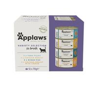 Applaws Nourriture humide en bouillon pour chats adultes, thon, poulet, poisson de l'océan, 12 x70 g