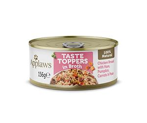 Applaws Boîtes de Nourriture Humide pour Chiens 100% Naturelle, Filet de Poulet avec Jambon et Légumes en Bouillon - Lot de 12 boîtes de 156 g