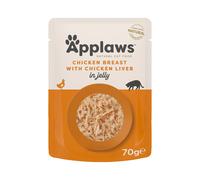 APPLAWS Cat Pouch - Nourriture humide foie et blanc de Poulet en gelée - 70 g
