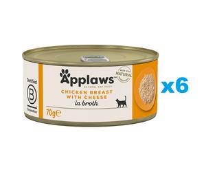 APPLAWS Cat Tin Adult - Blanc de poulet et fromage en bouillon - 6x70 g