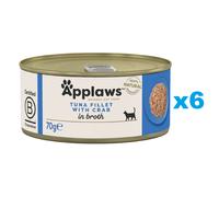APPLAWS Cat Tin Adult - Filet de thon et crabe en bouillon - 6x70 g
