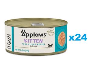 APPLAWS Cat Tin Kitten - Filet de thon en bouillon pour chatons - 24x70 g
