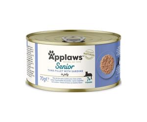 APPLAWS Cat Tin Senior - Nourriture humide Filet de thon et sardine pour chats séniors - 70 g
