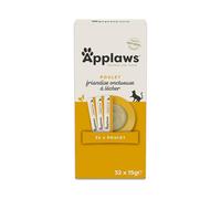 Applaws Friandise Crémeuse à Lécher au Poulet sans Céréales 100% Naturelle pour Chats et Chatons, 32 x 15g Sachets