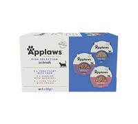 Applaws Lot de 4 Pots de Nourriture Humide 100% naturels pour Chat, sélection de Poissons en Bouillon de 60 g (Lot de 4, 32 Pots au Total)
