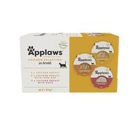 Applaws Lot de 8 Pots de Nourriture Humide pour Chat 100% Naturel, sélection de Poulet en Bouillon pour Chats Adultes - Lot de 8 Pots de 60 g