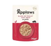 Applaws Natural Aliment humide pour chats adultes Poulet et Bœuf en gelée - 16 pochons de 70 g