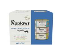 Applaws Natural Aliment Humide pour Chats Adultes, Sélection de Poissons en Gelée - Pack de 12 x 70g Boîtes
