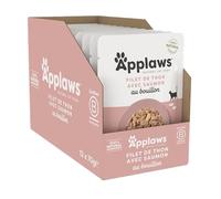 Applaws Nourriture Humide 100% Naturelle pour Chat, Filet de Thon avec Saumon en Bouillon - Pack de 12 Poches de 70g