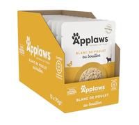 Applaws Nourriture Humide 100% Naturelle pour Chat, Poitrine de Poulet en Bouillon - Pack de 12 Poches de 70g