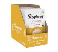 Applaws Nourriture Humide 100% Naturelle pour Chaton, Poitrine de Poulet en Bouillon - Pack de 12 Poches de 50g