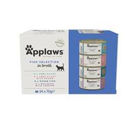 Applaws Nourriture Humide pour Chats 100% Naturelle Sélection de Poisson en Bouillon - Pack de 24 boîtes de 70g