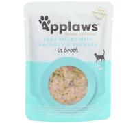 APPLAWS Cat Pouch - Nourriture humide Filet de thon avec anchois entiers en bouillon - 70g