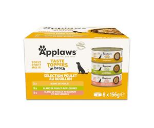 Applaws Nourriture Humide pour Chien 100% Naturelle, sélection de Poulet dans Un Bouillon, boîte de 156 g (Lot de 8)