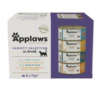 Applaws Nourriture humide en bouillon pour chats adultes, thon, poulet, poisson de l'océan, 12 x70 g