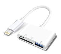 Apple Adaptateur Lightning vers carte SD et TF USB pour iPhone/iPad, lecteur de cartes 3 en 1, clé USB, clavier, souris, hubs, MIDI, carte mémoire Micro SD TF, Plug & Play