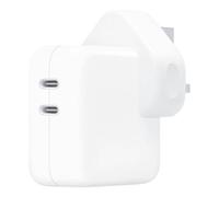 Apple Adaptateur secteur USB-C original UK - Chargeur - Double connexion USB-C - 35 watts - Prise pour le Royaume-Uni