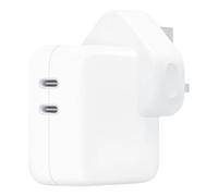 Apple Adaptateur secteur USB-C original UK Chargeur Double connexion USB-C 35 watts Prise pour Royaume-Uni Blanc