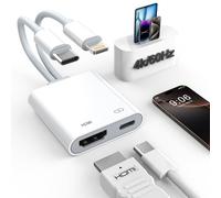 Apple Adaptateur USB-C et Lightning vers HDMI pour iPhone iPad vers TV 4K @ 60 Hz Certifié MFi Lightning / Type-C Digital AV HDMI Cordon Compatible avec iPhone 17 16 15 14 iPad Samsung Switch 2 en 2