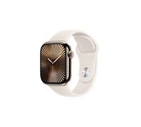 Apple Apple Watch Series 10 GPS + Cellular 42mm Boîtier en Titane Or avec Bracelet Sport Lumière Stellaire - M/L