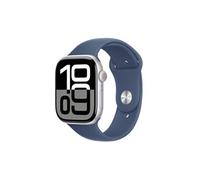 Apple Apple Watch Series 10 GPS + Cellular 46mm Boîtier en Aluminium Argent avec Bracelet Sport Denim - S/M