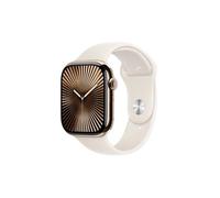 Apple Apple Watch Series 10 GPS + Cellular 46mm Boîtier en Titane Or avec Bracelet Sport Lumière Stellaire - S/M