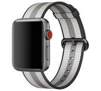 Apple Bracelet en nylon tressé Watch Series 1 t/m 11 / SE / Ultra (44/45/46/49 mm) Black Stripe Noir