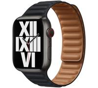 Apple Bracelet Leather Link pour Watch | 38/40/41/42 mm Taille M/L Midnight Bleu foncé