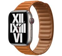 Apple Bracelet Leather Link pour Watch | 44/45/46/49 mm Taille M/L Golden Brown Marron