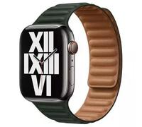 Apple Bracelet Leather Link Watch | 44/45/46/49 mm Taille M/L Sequoia Green Vert foncé