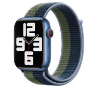 Apple Bracelet Sport Loop pour Watch | 44/45/46/49 mm Abyss Blue/Moss Green Bleu foncé