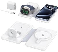 Apple Charging Dock 30w,Magnetic Induction Charger 3 In 1 Mag-Safe Wireless Charger Compatible With Iphone 16/15/14/13/12 Series,Apple Watch 8/7/6/5/4/3/2/Se And Airpods 3/2/Pro-White