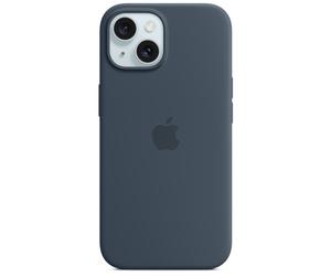 Apple Coque en silicone MagSafe iPhone 15 Storm Blue Bleu