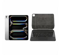 Apple iPad Bundle : iPad Pro 13 pouces Wi-Fi 512 Go avec verre trempé standard - Argent + Clavier sans fil Belkin Pro AZERTY
