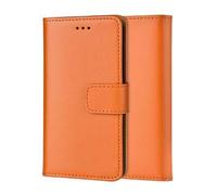 Apple iPhone 11 Genuine Leather Bookcase, Premium Authentic Genuine Leather Wallet Case with Magnetic, Kickstand, Cash & Card Slots Stockproof Slim Flip Bookcase Cover 6.1" (Orange)