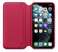 Apple iPhone 11 Pro Max Étui Portefeuille Cuir - Framboise (Rose)