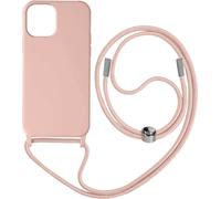Apple iPhone 12 Pro Max Étui avec chaîne en nylon de 80 cm - Rose pâle
