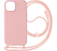 Apple iPhone 15 Étui avec chaîne en nylon de 80 cm - Rose pâle