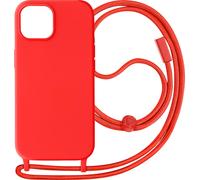 Apple iPhone 15 Étui avec chaîne en nylon de 80 cm - Rouge